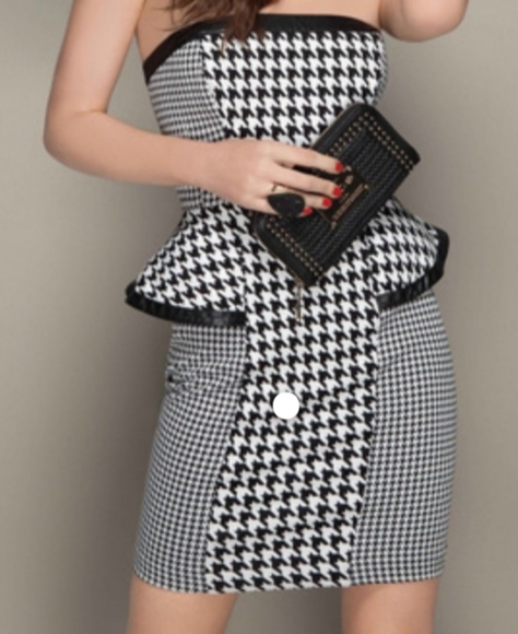 bebe Dresses & Skirts - Bebe Houndstooth Ponte Peplum Dress
